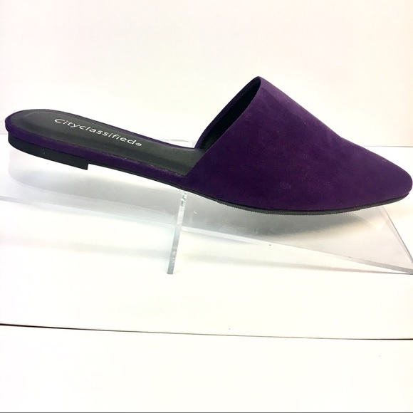 LAST PAIR Purple Mule Pointed Toe Slip Ons - Picture 2 of 7